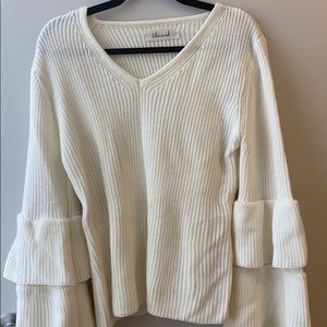Chicwish White Ruffle Sleeve Sweater Size M
